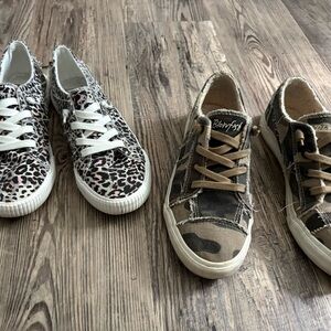 Blowfish Women’s Leopard and Camo Sneakers Size 9.5  2 pairs